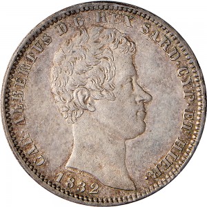 988D Lira 1832 Scudo sannitico Genova Argento