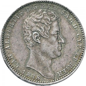 995D Lira 1838 Scudo sannitico Torino Argento