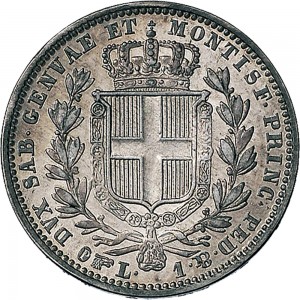 996R Lira 1843 Scudo sannitico Torino Argento