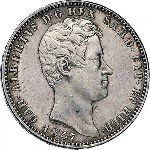 998D Lira 1847 Scudo sannitico Torino Argento