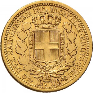 933R 10 lire 1833 Scudo sannitico Genova Oro