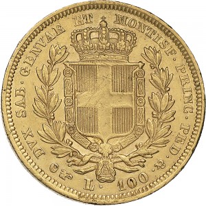 888R 100 lire 1832 Scudo sannitico Torino Oro