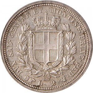 974R 2 lire 1833 Scudo sannitico Torino Argento