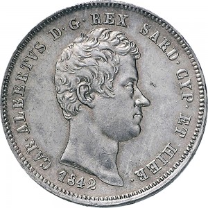 979D 2 lire 1842 Scudo sannitico Torino Argento