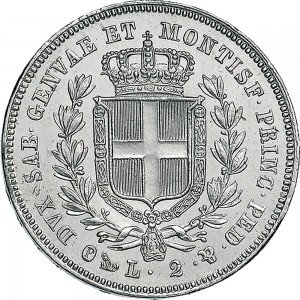 981R 2 lire 1844 Scudo sannitico Genova Argento