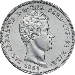 981D 2 lire 1844 Scudo sannitico Genova Argento