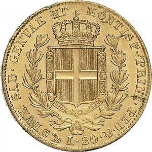 903R 20 lire 1831 Scudo sannitico Genova Oro