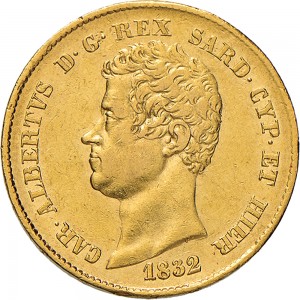 906D 20 lire 1832 Scudo sannitico Genova Oro