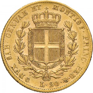 912R 20 lire 1834 Scudo sannitico Genova? Torino? Oro