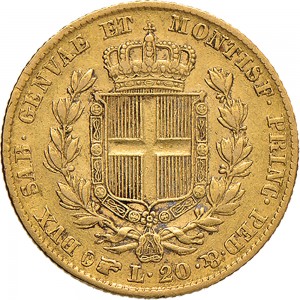 919R 20 lire 1840 Scudo sannitico Torino Oro
