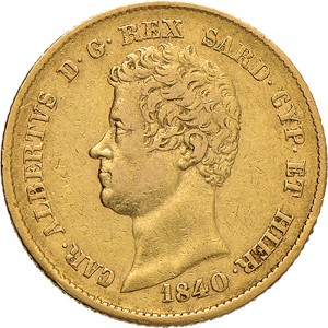919D 20 lire 1840 Scudo sannitico Torino Oro