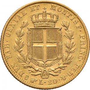 923R 20 lire 1844 Scudo sannitico Torino Oro