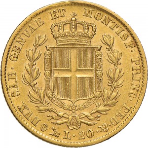 924R 20 lire 1845 Scudo sannitico Genova Oro