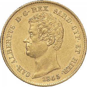 925D 20 lire 1845 Scudo sannitico Torino Oro