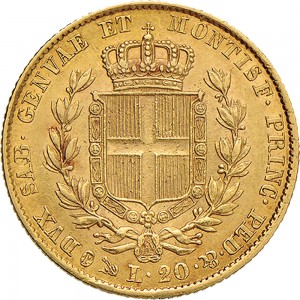 927R 20 lire 1847 Scudo sannitico Genova Oro