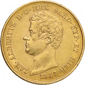 927D 20 lire 1847 Scudo sannitico Genova Oro