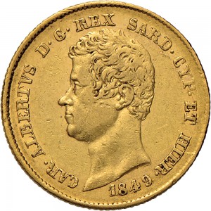 931D 20 lire 1849 Scudo sannitico Genova Oro