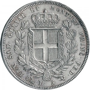 946R 5 lire 1833 Scudo sannitico 3° tipo Genova Argento