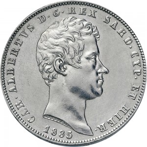 949D 5 lire 1835 Scudo sannitico 4° tipo Genova Argento