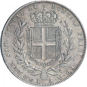 960R 5 lire 1841 Scudo sannitico 4° tipo Genova Argento