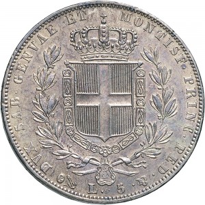 963R 5 lire 1843 Scudo sannitico 4° tipo Genova Argento