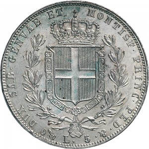 967R 5 lire 1847 Scudo sannitico 4° tipo Genova Argento