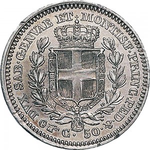 1002R 50 centesimi 1842 Scudo sannitico Torino Argento