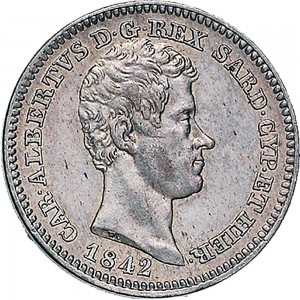 1002D 50 centesimi 1842 Scudo sannitico Torino Argento