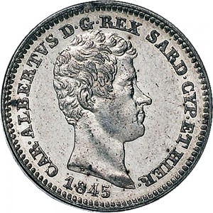 1004R 50 centesimi 1845 Scudo sannitico Torino Argento