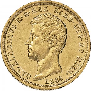 900D 50 lire 1833 Scudo sannitico Genova Oro