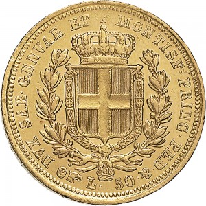 901R 50 lire 1833 Scudo sannitico Torino Oro
