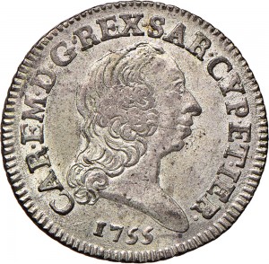 315D 7,6 soldi 1755 Scudo ovale a cartoccio Torino Mistura di argento