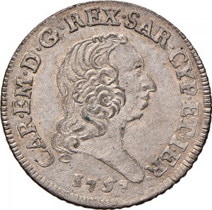 318D 7,6 soldi 1757 Scudo ovale a cartoccio Torino Mistura di argento