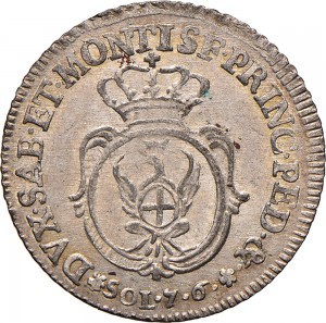 318R 7,6 soldi 1757 Scudo ovale a cartoccio Torino Mistura di argento