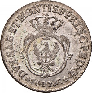 319R 7,6 soldi 1758 Scudo ovale a cartoccio Torino Mistura di argento