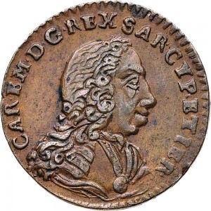 389D Cagliarese da 2 denari 1741 Croce piana 2° tipo Torino Rame