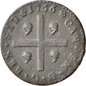 454D Cagliarese da 2 denari 1766 Nodo di Savoia Torino Rame