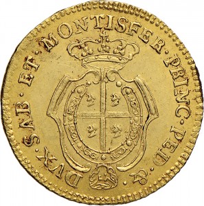 408R Doppietta da 10 reali 1768 Scudo ovale a cartoccio Torino Oro