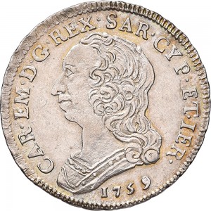 293D-001 Quarto di scudo 1759 Scudo rotondo Torino Argento