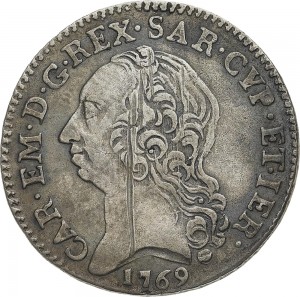 424D Quarto di scudo da 2,5 reali 1769 Scudo a cartoccio Torino Argento