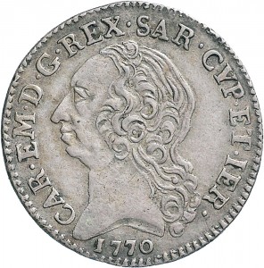 425D Quarto di scudo da 2,5 reali 1770 Scudo a cartoccio Torino Argento