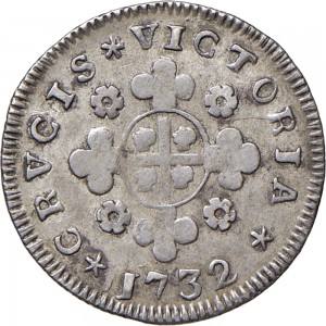 360R Reale da 5 soldi 1732 Croce di San Maurizio Torino Argento