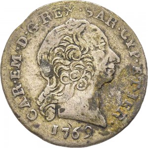 431D Reale da 5 soldi 1769 Scudo a cartoccio Torino Mistura di argento