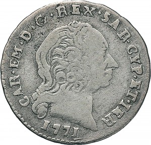 433D Reale da 5 soldi 1771 Scudo a cartoccio Torino Mistura di argento