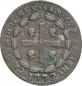 449D Soldo da 12 denari 1772 Scettro e bastone Torino Mistura di argento