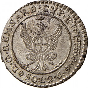 739R 2,6 soldi 1799 Aquila spiegata Torino Mistura di argento