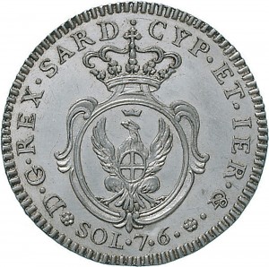 732R 7,6 soldi 1799 Scudo ovale a cartoccio 1° tipo Torino Mistura di argento