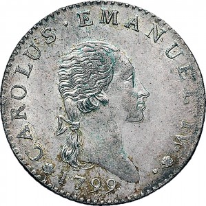 733D 7,6 soldi 1799 Scudo ovale a cartoccio 1° tipo Torino Mistura di argento