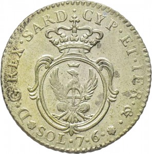 734R 7,6 soldi 1800 Scudo ovale a cartoccio 2° tipo Torino Mistura di argento