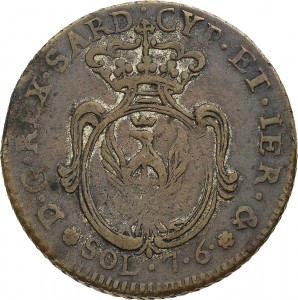 735R 7,6 soldi 1800 Scudo ovale a cartoccio 3° tipo Torino Rame